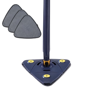 Mop multifunctional NEXTLY pentru suprafete uscate si ude, cap triunghiular rotativ 360,  maner telescopic, ajustabil, 3 rezerve incluse