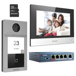 Kit videointerfon HIKVISION DS-KIS604-S, Wi-Fi 2.4Ghz, monitor 7 inch