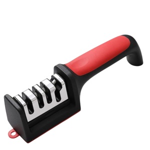 Ascutitor cutite si foarfeci, multifunctional, negru cu rosu, 4 nivele, KU01