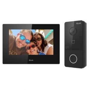 Kit videointerfon Hikvision HiLook VI-K43P, 2MP, ecran 7", Wi-Fi 2.4GHz, PoE, IR 3m, slot card, montare aparenta, IP65