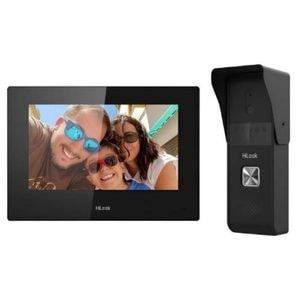 Kit videointerfon hibrid IP Hikvision HiLook VI-K23P, 2MP, 1 familie, Wi-Fi, PoE, touchscreen, ecran 7 inch
