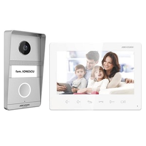 Kit videointerfon analogic HIKVISION DS-KIS101-P(S), 7 inch, camera 2MP, conectare 2 fire