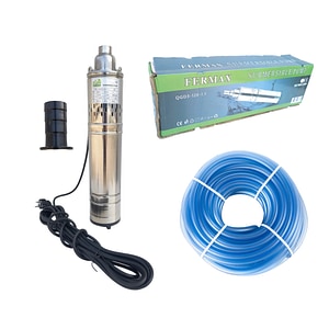 Pachet pompa submersibila COBI SMART, 1.1 kW, 3.6 m/h, include furtun lis 1'' de 20 m, ideala pentru irigatii.