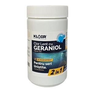 Clor Lent Tablete 200 g Geraniol Kloer, eficient impotriva bacteriilo, asigura un tratament continuu al apei, pentru apa piscina, 1 kg