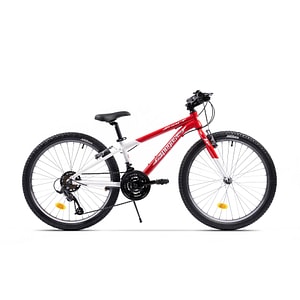 Bicicleta MTB Pegas Drumet 24", cadru otel, 6 viteze, frane V-brake, rosu-alb