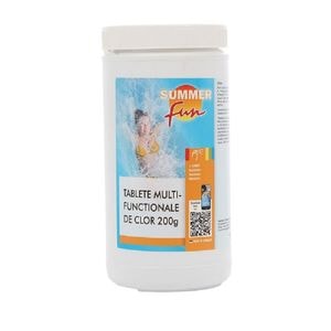 Clor multifunctional Summer Fun, tablete de 200 grame, pentru clorulare lenta, pentru apa piscina, 1 kg