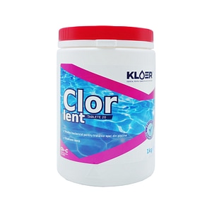 Clor lent Kloer, tablete 20 grame, dezinfectarea apei din piscina, actiune bactericida, 1 kg