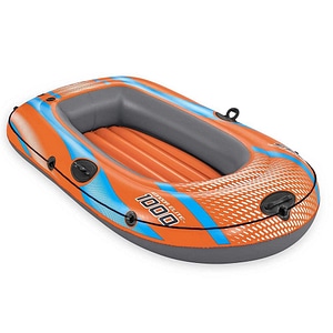 Barca gonflabila Bestway, fabricat din PVC, 3 camere de aer, 1 persoana, sarcina maxima 80 kg, 162 x 96 cm, portocaliu