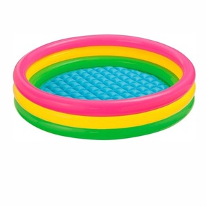 Piscina gonflabila cu podea gonflabila, trei inele colorate, 150 cm