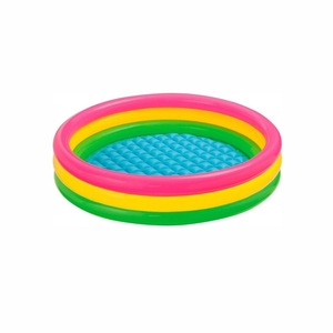 Piscina gonflabila cu podea gonflabila, trei inele colorate, 86 cm