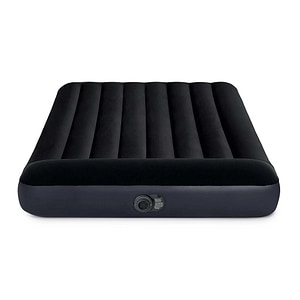 Saltea gonflabila Intex, confectionata din PVC si velur, tehnologia FiberTech, cu pompa incorporata, 203 x 152 x 25 cm, negru