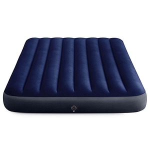 Saltea gonflabila Intex, confectionata din PVC si velur, Tehnologie Fiber-Tech, cu pompa cu piston, 191 x 137 x 25 cm, albastra
