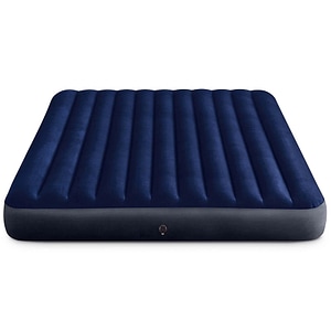 Saltea gonflabila Intex, confectionata din PVC si velur, Tehnologie Fiber-Tech, cu pompa cu piston, 203 x 183 x 25 cm, albastra