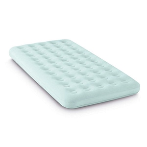 Saltea gonflabila pentru copii Intex, confectionata din PVC si velur, cadru din fibre ultradurabile, pompa de mana, o singura persoana, 168 x 107 x 25 cm, verde