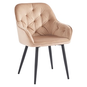 Scaun living, bucatarie, comercial, tapitat, picioare din metal, design elegant si modern, confortabil si rezistent, sezut moale, 58.5x62x81 cm, maro deschis, bej