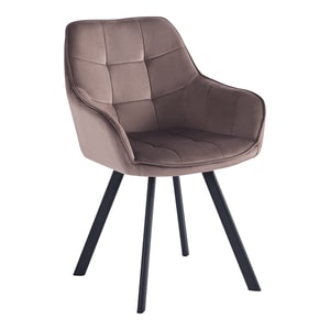 Scaun de design, picioare din metal, negre, tesatura gri maronie, sezut moale, living, bucatarie, elegant si modern, 58.5x62x84.5 cm