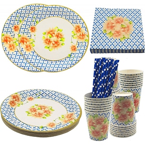 Set de vesela pentru petrecere REDO, carton, multicolor, 96 piese