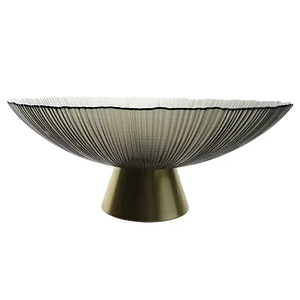 Platou D.25cm din sticla, baza metalica, Nero