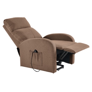 Fotoliu de relaxare, pozitionabil, maro deschis, otel, tapitat, cu telecomanda, umplutura spuma de inalta calitate, living, dormitor,72x90-161x86-105 cm