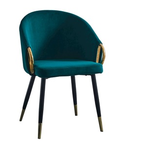 Scaun elegant, de design, living, bucatarie, culoare albastru inchis, auriu, negru, tesatura de catifea, 55x56x78 cm, Bortis