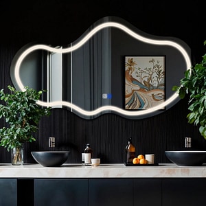 Oglinda LED Reyze Gama Salono Model LED 1, 190x105 cm Asimetrica 3, LED 4000K Neutru, 2 Butoane Touch, Functie dezaburire 30-40