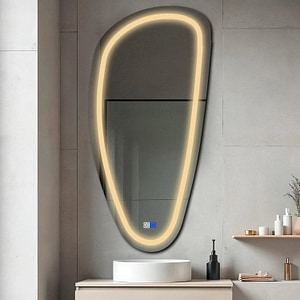 Oglinda LED Reyze Gama Salono Model LED 1, 100x200 cm Asimetrica 4, LED 3000K Cald, 2 Butoane Touch, Functie dezaburire 30-40