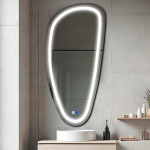 Oglinda LED Reyze Gama Salono Model LED 1, 100x200 cm Asimetrica 4, LED 6000K Rece, 2 Butoane Touch, Functie dezaburire 30-40