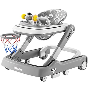 Premergator Copii 2 in 1 Mavio, Model MyRide, Rotobil, Mod Antemergator, Varsta 3-36 Luni, Pliabil, Inaltime Ajustabila, Cos Baschet, Gri