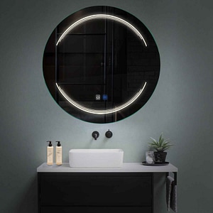 Oglinda LED Reyze Gama Salono Model LED 7, 130x130 cm, Rotunda, LED 4000K Neutru, 2 Butoane Touch, Functie dezaburire 30-40