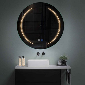 Oglinda LED Reyze Gama Salono Model LED 8, 130x130 cm Rotunda, LED 3000K Cald, 2 Butoane Touch, Functie dezaburire 30-40