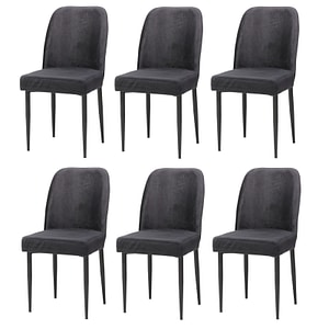 Set 6 scaune de bucatarie Baron material textil, picioare metalice, 97 x 41 x 40 cm, Negru