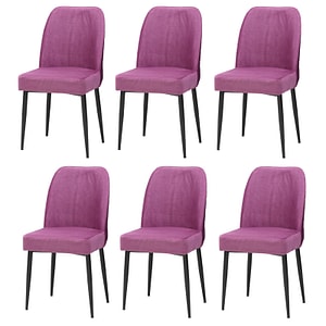 Set 6 scaune de bucatarie Baron material textil, picioare metalice, 97 x 41 x 40 cm, Mov
