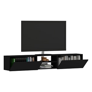 Comoda TV haaus Genova, 2 Usi, Negru, 180 x 30 x 30 cm 