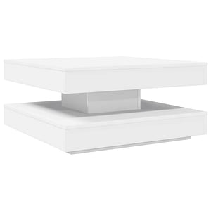 Masuta de Cafea Rotativa 360 Grade pentru Living cu Raft Depozitare, PAL Alb, 70x70x35 cm