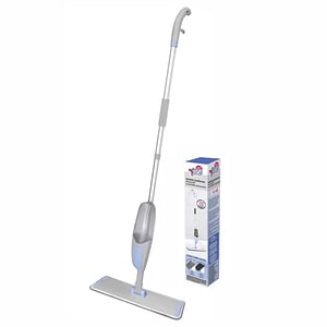 Mop plat Studio Casa, cu 2 rezerve si pulverizator Bacteria Stop, Gri