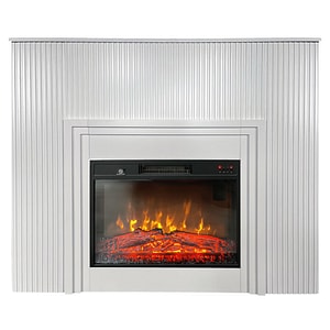 Semineu electric 3D cu riflaje ElectricSun LAMELIA alb, cu sunet, 3 culori, Wi-Fi cu APP internet, L120xH102cm