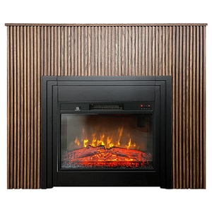 Semineu electric 3D cu riflaje ElectricSun LAMELIA stejar inchis, cu sunet, 3 culori, Wi-Fi cu APP internet, L120xH102cm