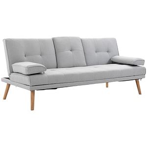 Canapea pat cu masuta rasturnata si picioare HomCom, 181x77x78cm, Lemn, Gri