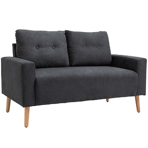 Canapea moderna cu 2 locuri cu spatar matlasat HomCom, 145x76x88 cm, PL, Gri