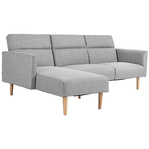 Canapea extensibila pe colt cu 3 locuri reglabila stil scandinav HomCom, 207 x 146 x 80 cm, PL, Gri deschis