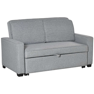 Canapea pat sezut 2 locuri si spatar cu reglare pe 3 pozitii HomCom, 154x87x89cm, PL, Gri