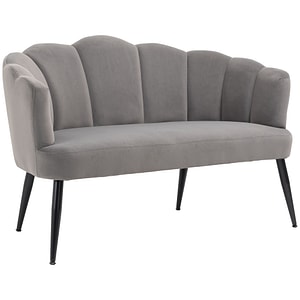 Canapea pentru dormitor tapitata pentru spatii mici HomCom, 132cm x 66cm x 80cm, PL, Gri
