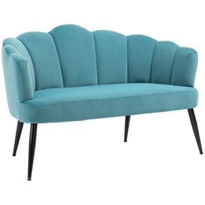 Canapea pentru dormitor mica tapitata pentru spatii mici HomCom, 132cm x 66cm x 80cm, PL, Verde
