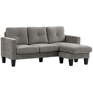 Canapea coltar extensibil cu sezlong reversibil HomCom, 186x130x84 cm, PL, Maro