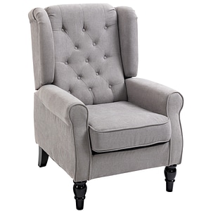Fotoliu Chesterfield in tesatura detasabila cu sezuta ampla HomCom, 74x86x102cm, Lemn, Gri