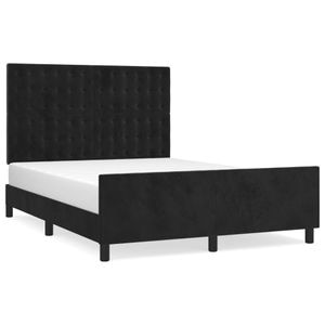 Cadru de pat vidaXL fara saltea, negru, 140x190 cm, catifea, cadre de pat cu tablie, pat