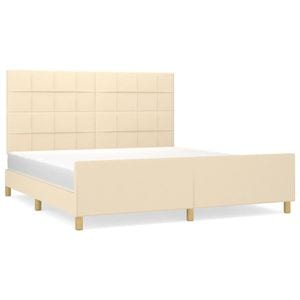 Cadru de pat vidaXL fara saltea, crem, 180x200 cm, textil, cadre de pat cu tablie, pat