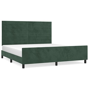 Cadru de pat vidaXL fara saltea, verde inchis, 160x200 cm, catifea, cadre de pat cu tablie, pat