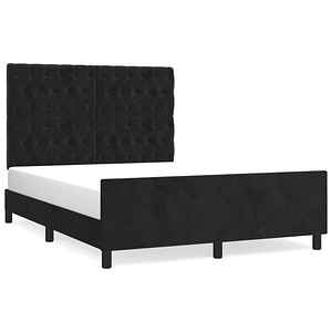 Cadru de pat vidaXL fara saltea, negru, 140x190 cm, catifea, cadre de pat cu tablie, pat