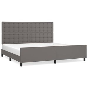 Cadru de pat vidaXL cu tablie, gri, 200x200 cm, piele ecologica, cadre de pat cu tablie, pat